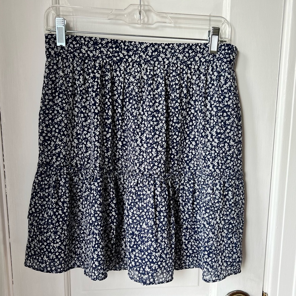 J. Crew Factory Navy Floral Skirt Size XS